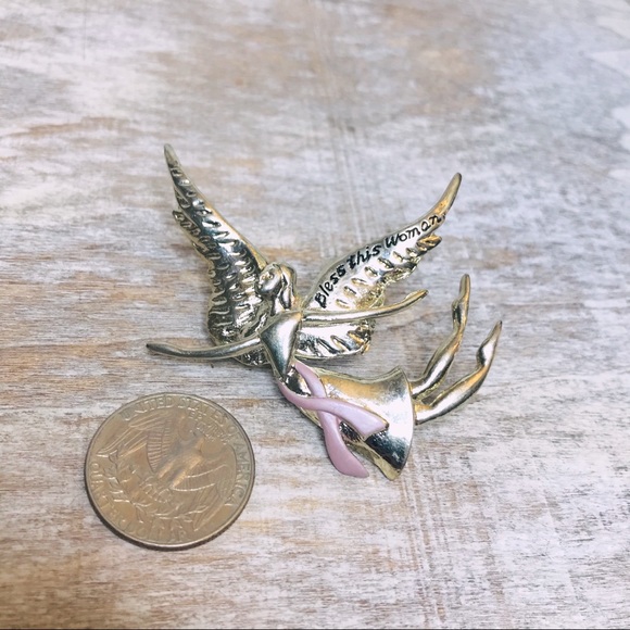 Breast Cancer Angel Pin Brooch - Picture 1 of 5